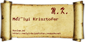 Mályi Krisztofer névjegykártya